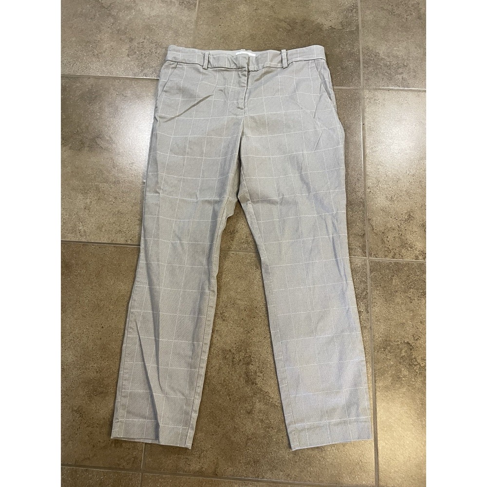 H&M Womens Sz 12 Trousers Career Dress Pants Windowpane Plaid Gray Low Rise